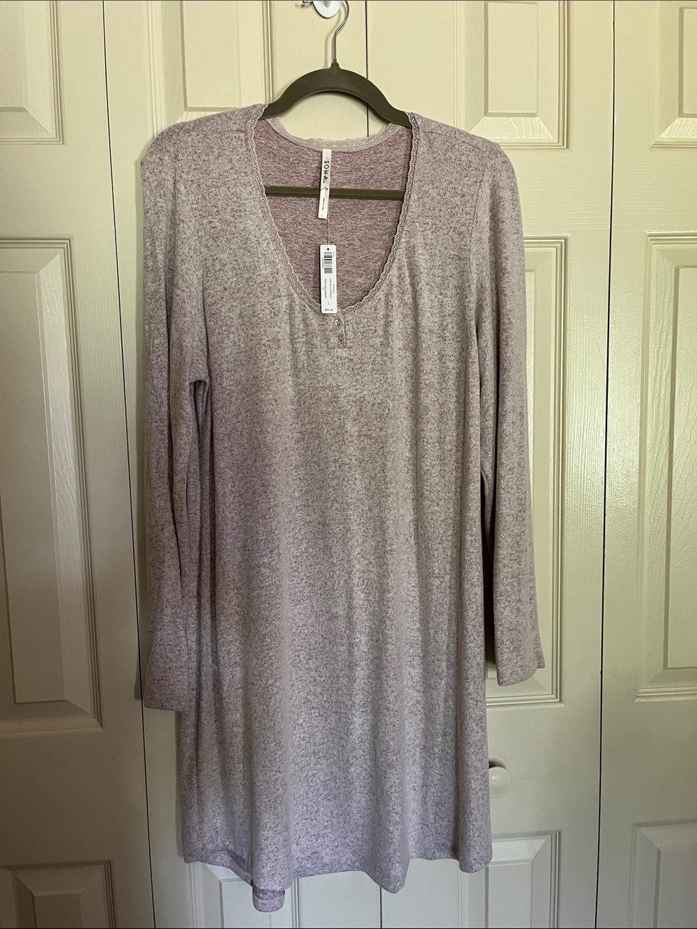 Soma Lavender Long-Sleeve Scoop Neck Sleepshirt